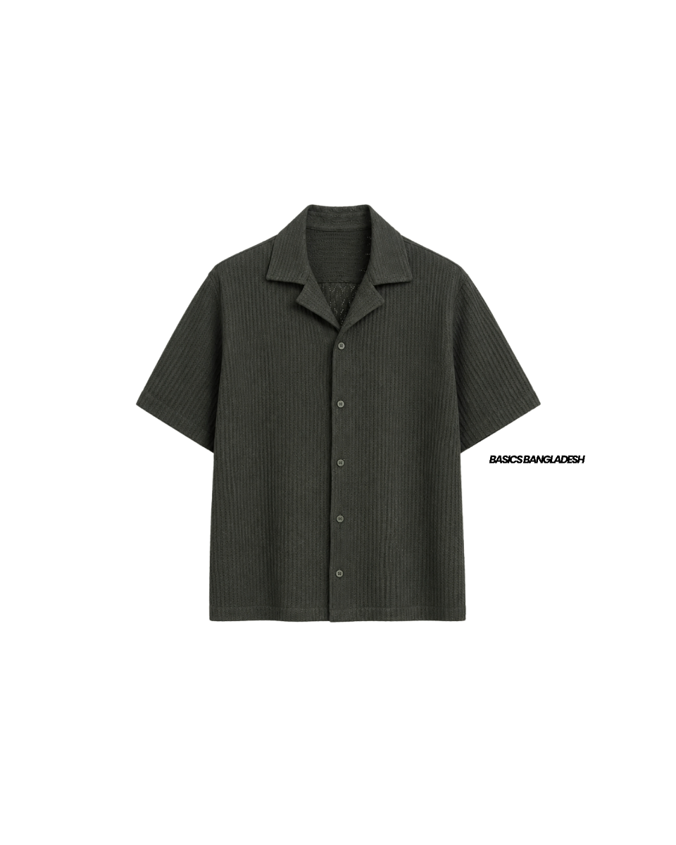Basics Crochet Shirt In Olive Colourway